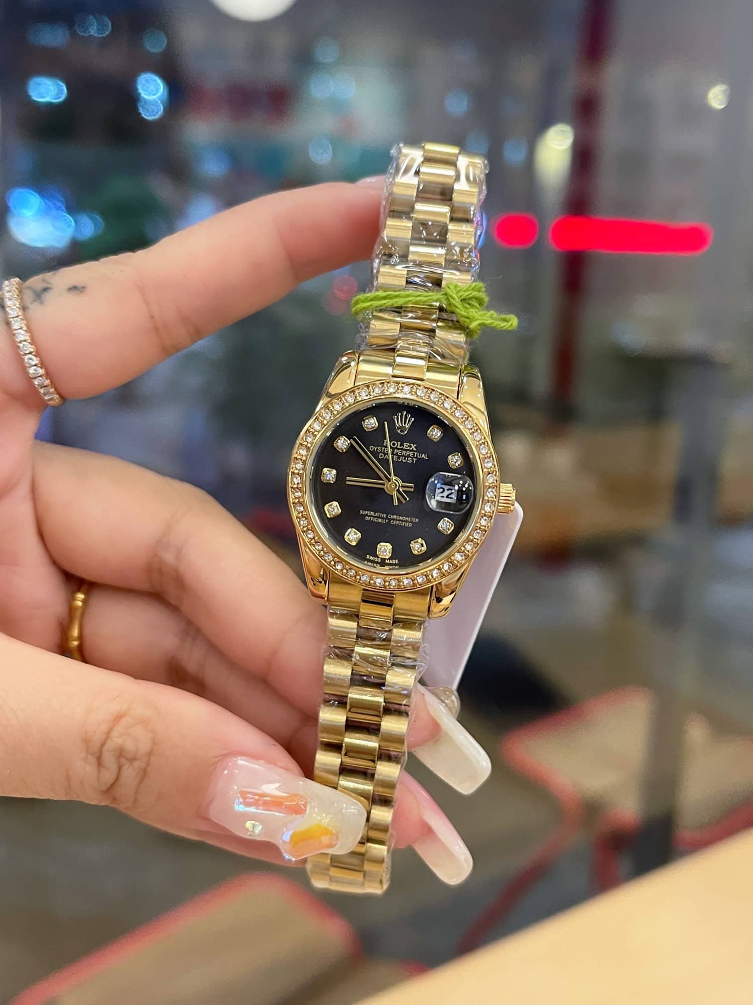 R01ex Lady Datejust 28 D1am0nd Dial 18K Gold In Black 28Mm