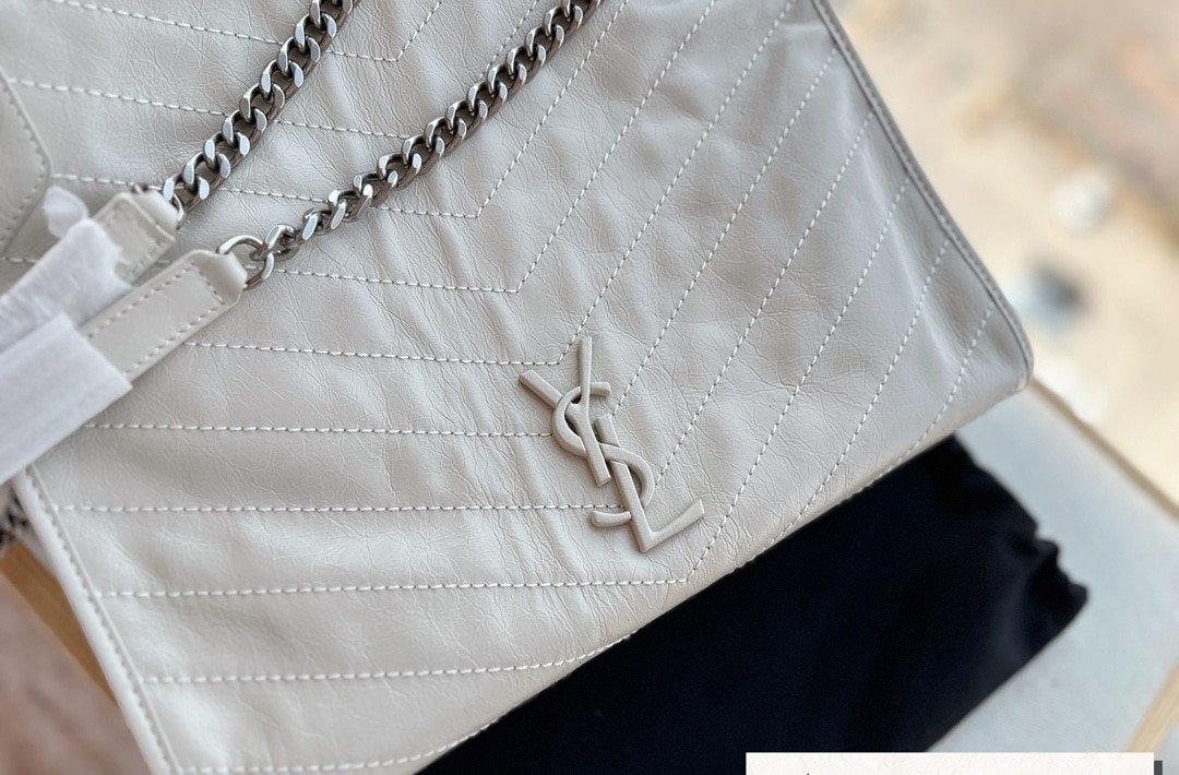 Sa1nt Lau*nt Medium Niki Shopping Bag White 32Cm