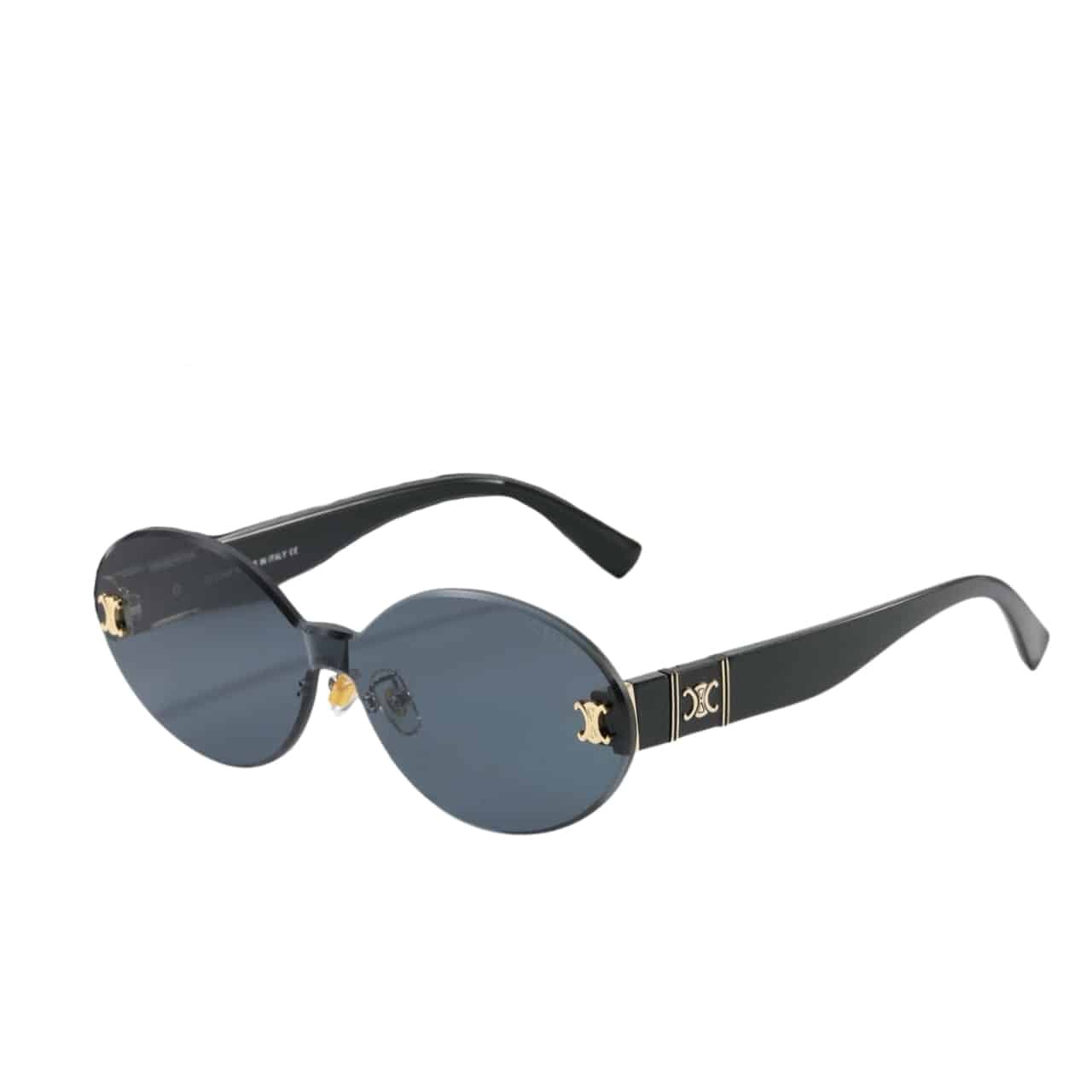 Ce1i*e Tortoise Luxe Oval Rimless Sunglasses Black