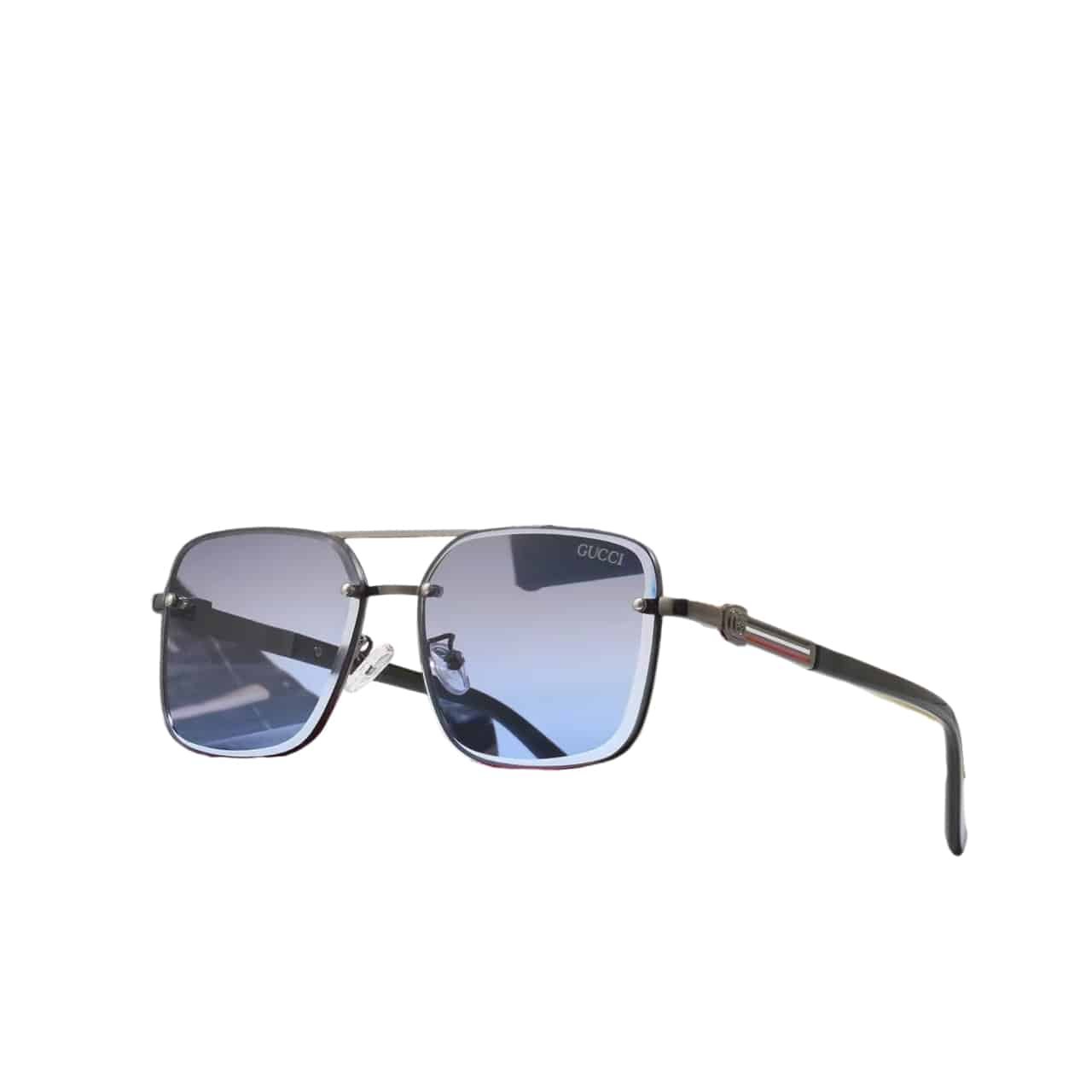 Gvc*1 Square Gradient Vintage Gold Metal Sunglasses Blue