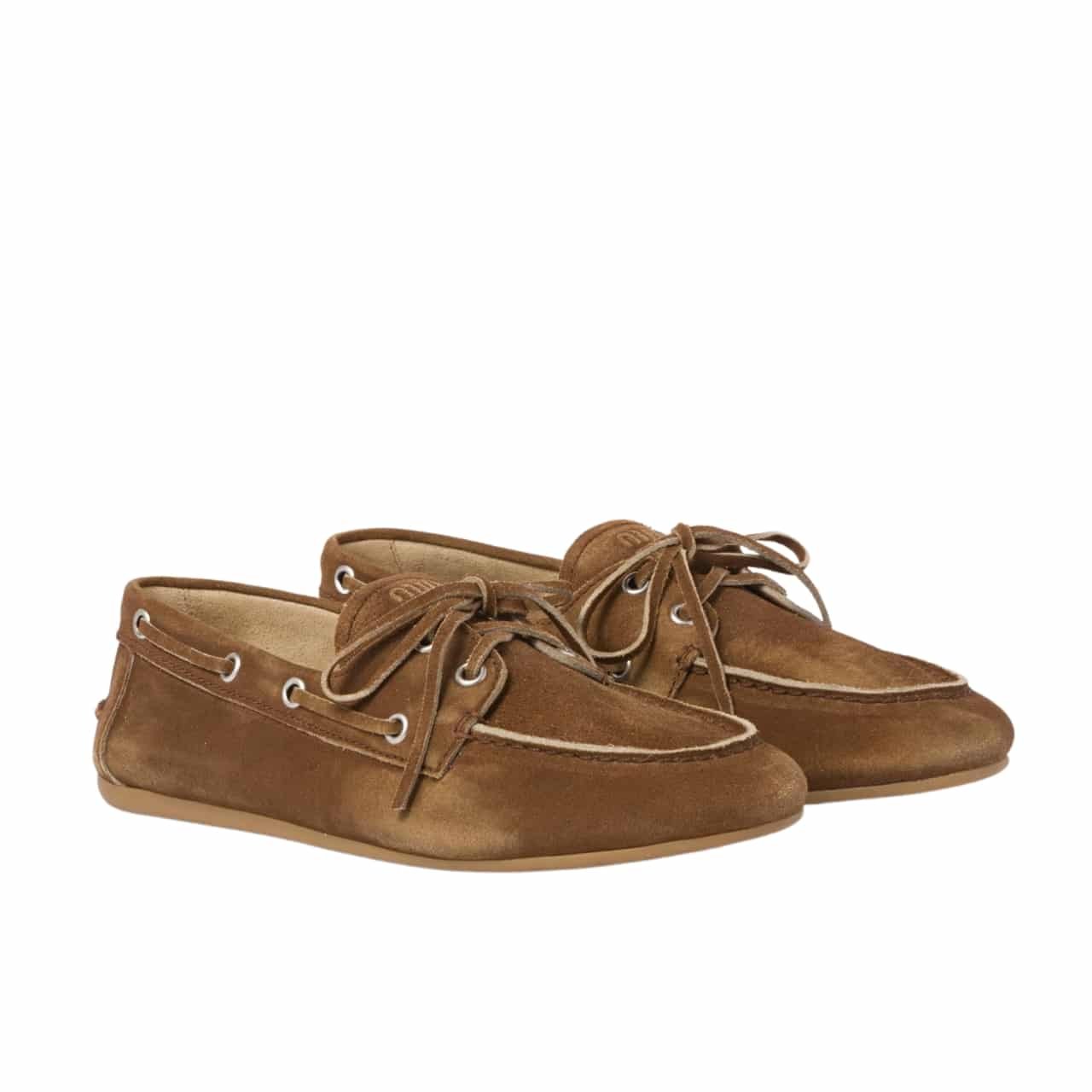 M1um1u Faded Unlined Suede Loafers Cinnamon 5D123E Z5O F0401 F D005