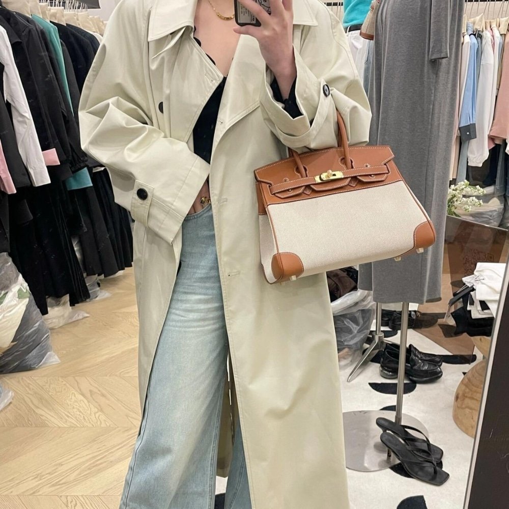 H**me5 Birkin 25 Toile H Brown 25Cm
