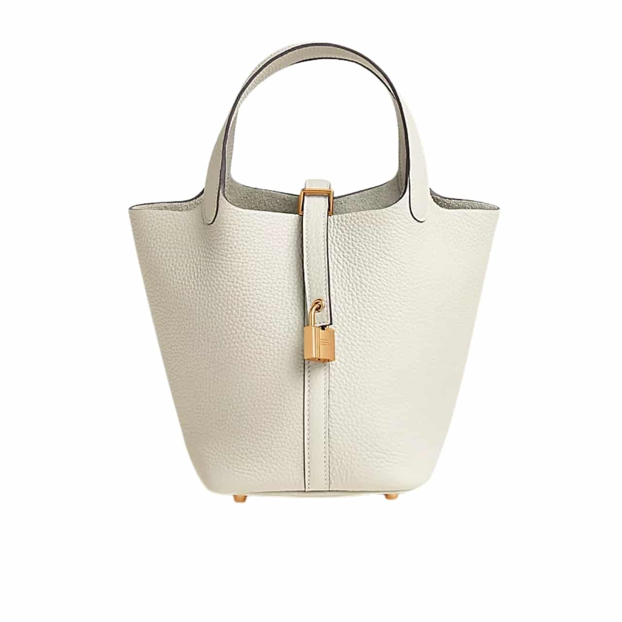 H**me5 Picotin Lock 18 Bag White With Gold 18Cm 056289Cc10