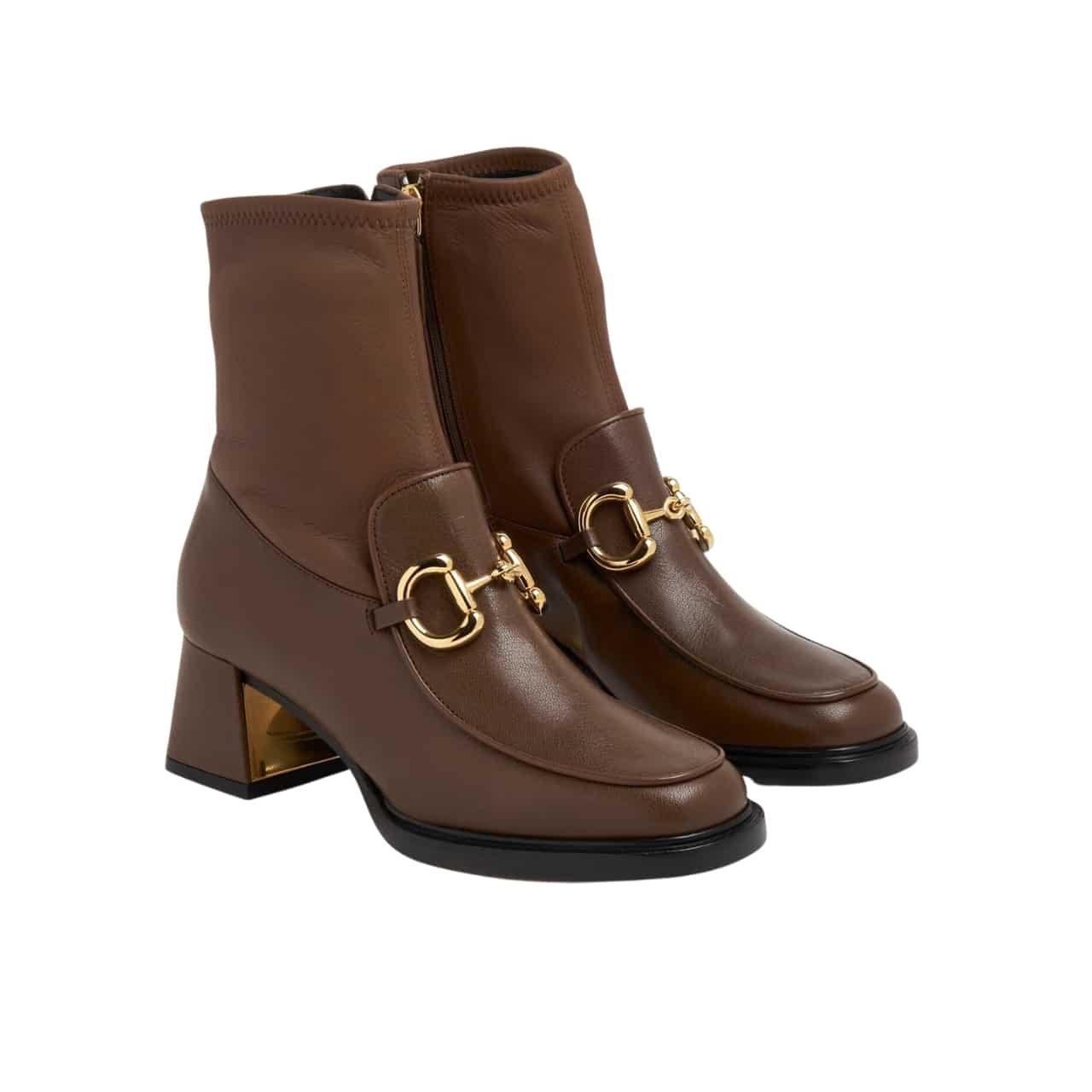 Gvc*1 Horsebit Plaque Ankle Boots Brown 719830 1Do50 2347