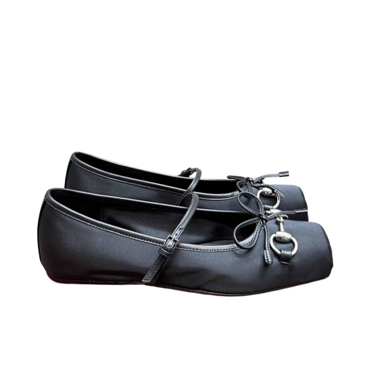 Gvc*1 Women’s Horsebit Ballet Flat Satin Black