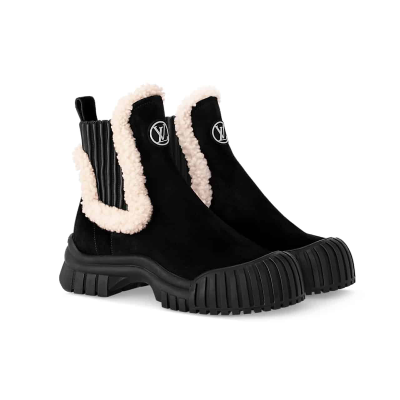 L0vis Vvtt0n Ruby Flat Boots Suede Calfskin And Shearling Black 1Ac7Ac