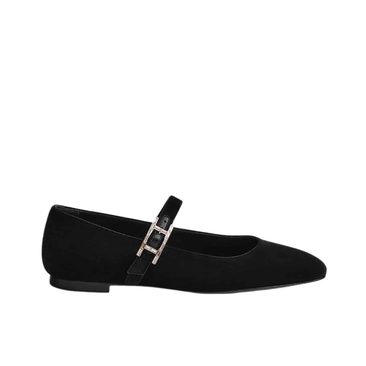 H**me5 Jane Ballet Flat In Velvet Noir H242046Z 02370
