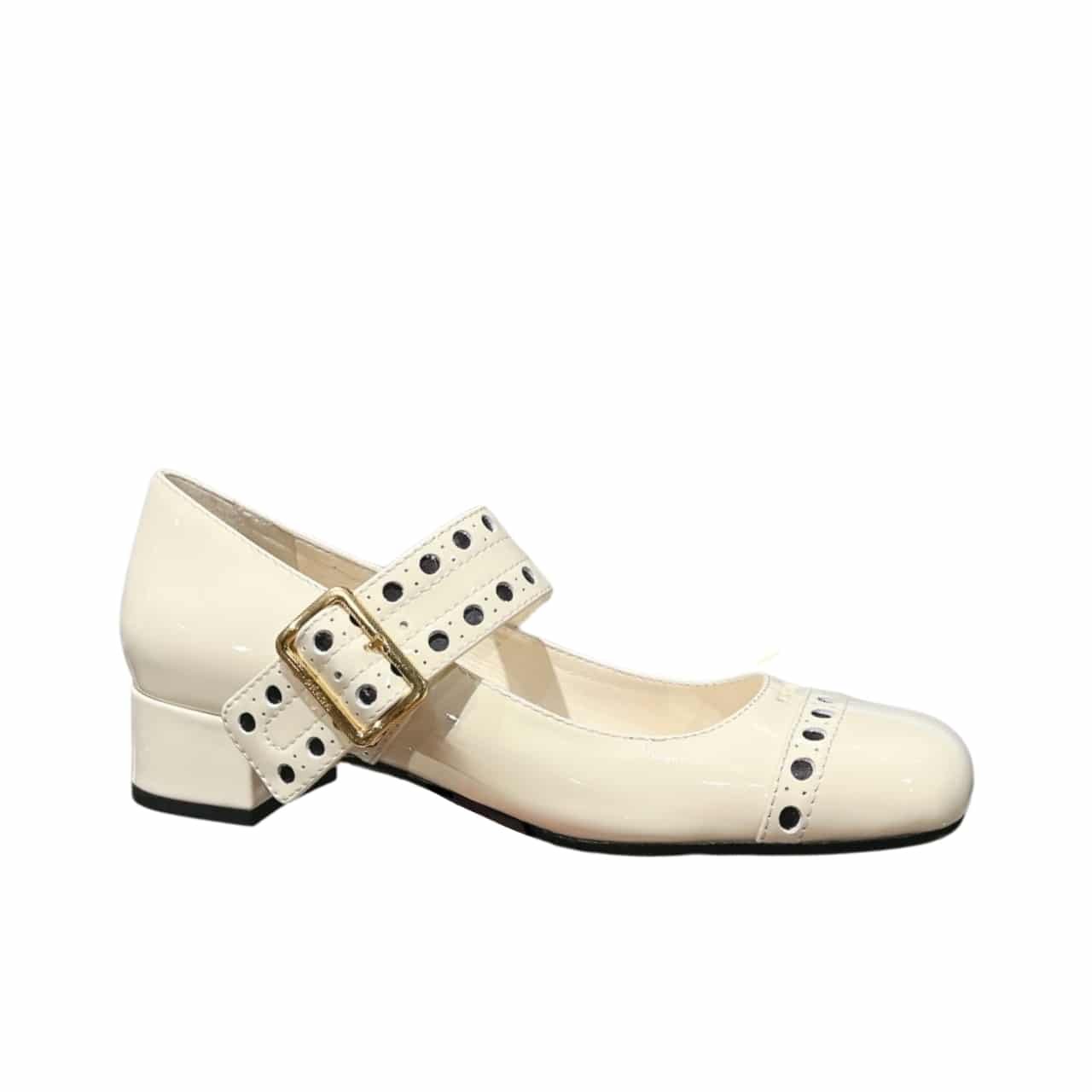 Pra*a Patent Leather Mary Jane Pumps White