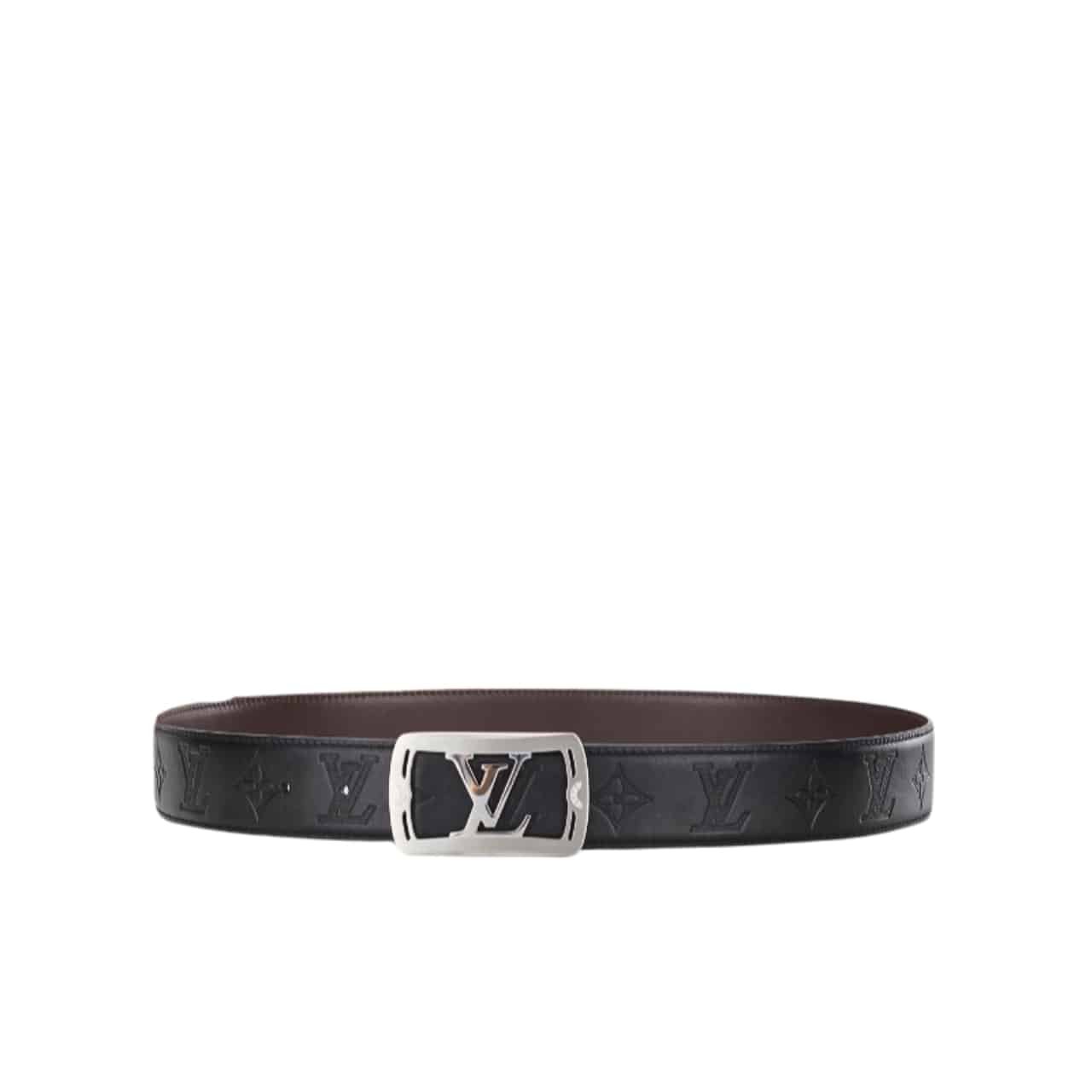L0vis Vvtt0n Lv Pyramide Monogram Belt Black With Silver Tone Hardware