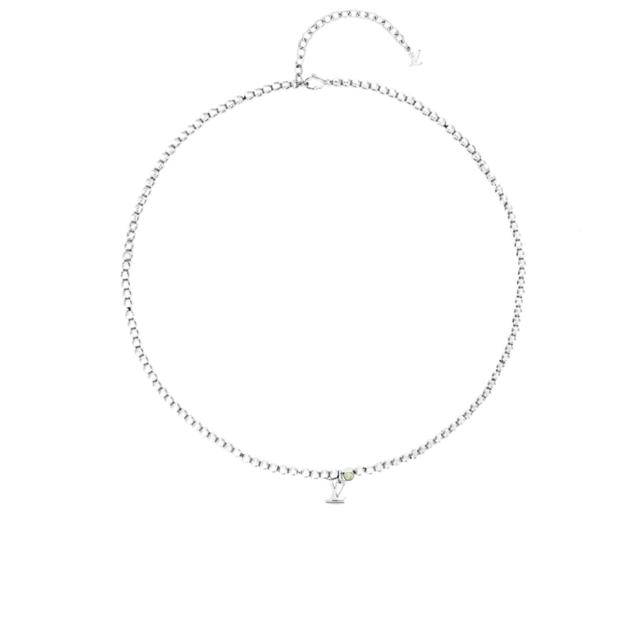 L0vis Vvtt0n Nano Beads Necklace In Silver Tone