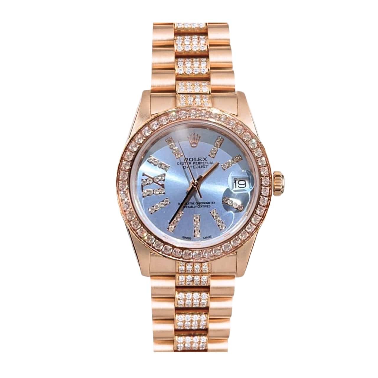 R01ex Datejust D1am0nd In Rose Gold With Blue Dial 31Mm