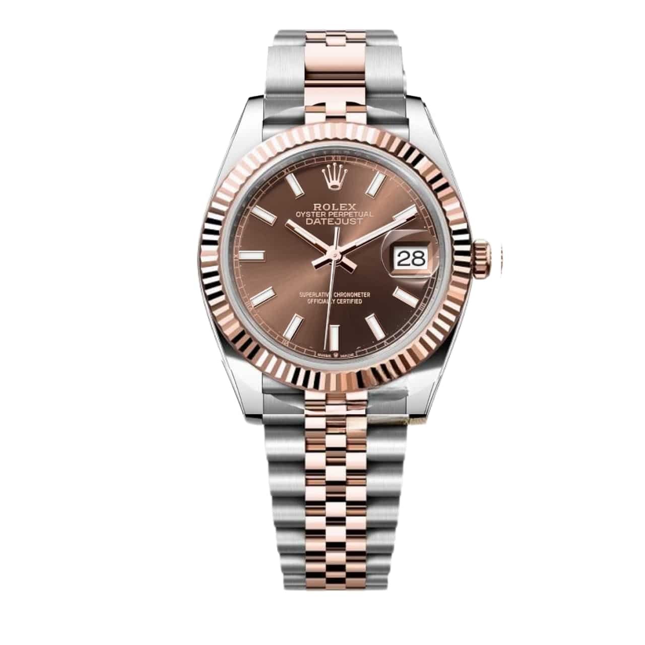 R01ex Oyster Perpetual Datejust Dial With Silver And Everose Gold Strap Chocolate 36Mm