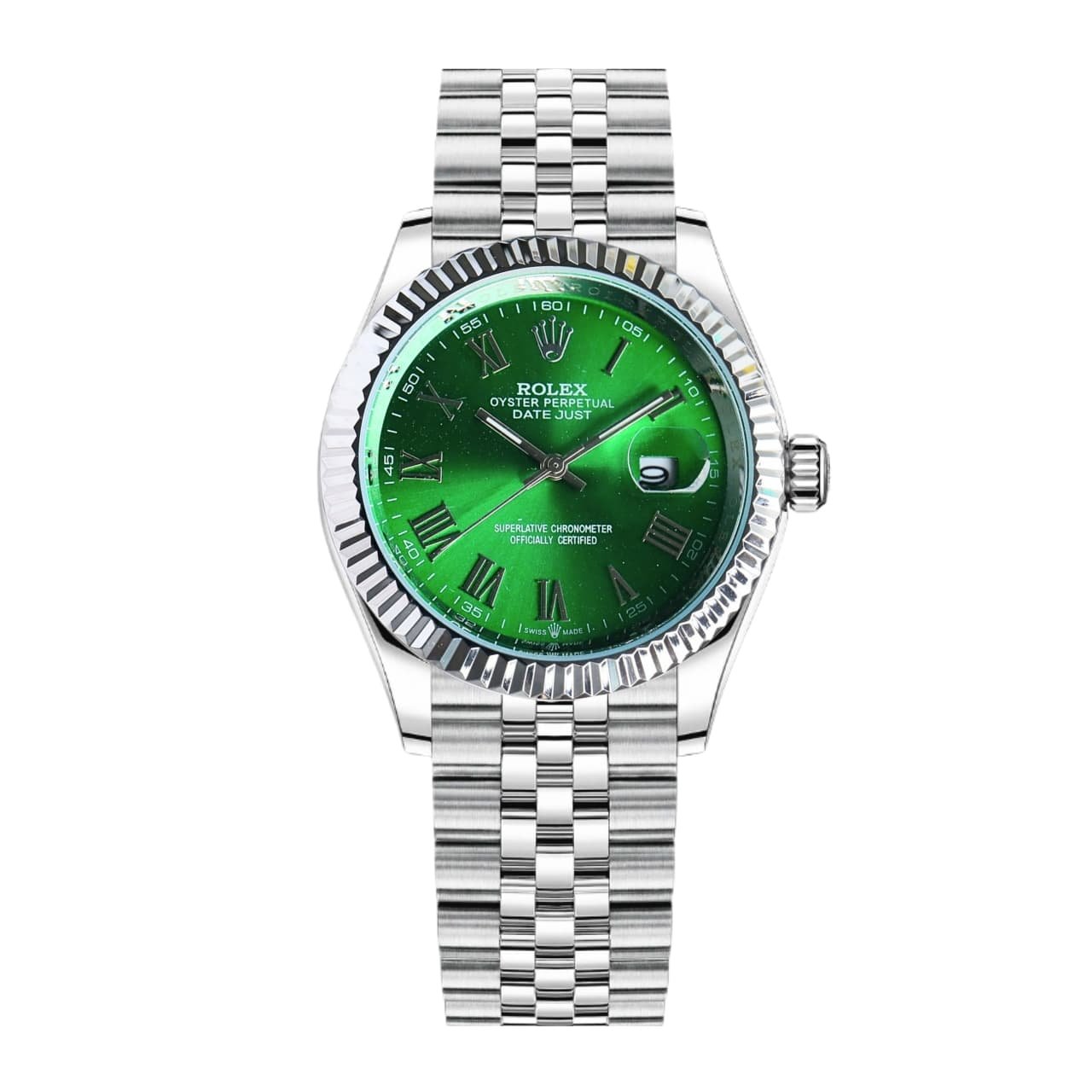 R01ex Datejust Roman Numeral Oystersteel And White Gold In Green 41Mm