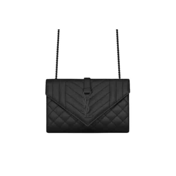 Sa1nt Lau*nt Envelope Small Bag In Mix Matelassé Grain De Poudre Embossed Black Noir 600195Bow981000