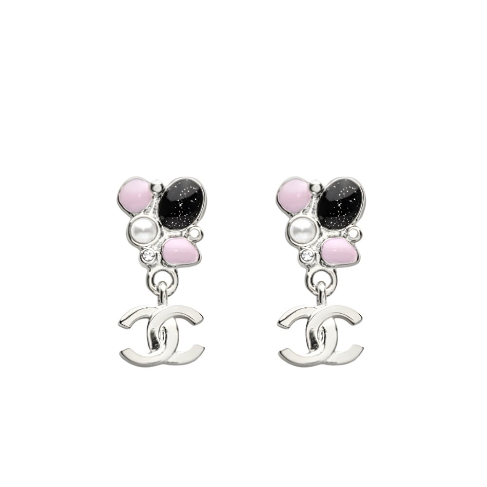 Ch**el Pearl And Stone Floral Earrings Silver Abg634 B22459 U4653