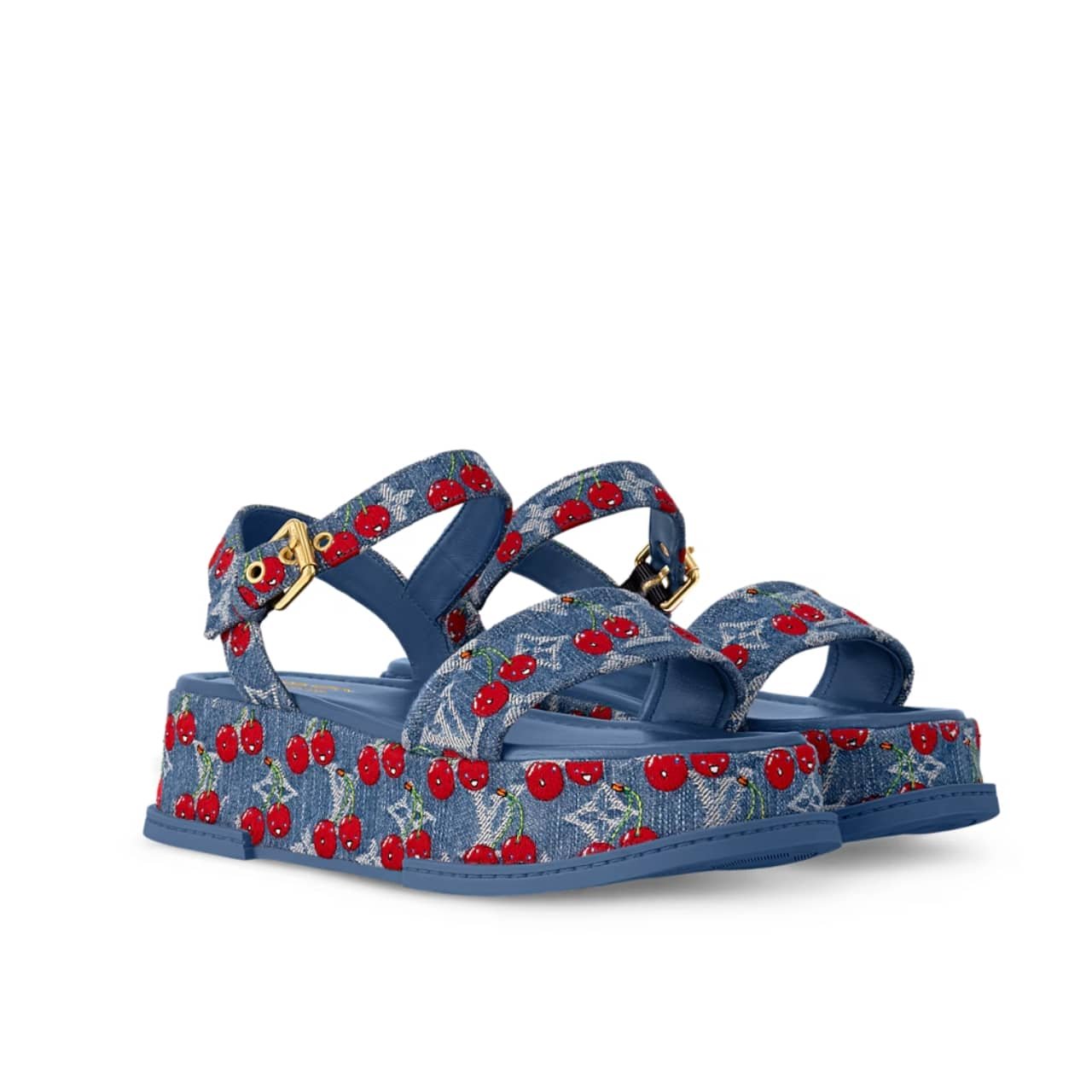 L0vis Vvtt0n X Takashi Maya Platform Sandal Monogram Cherry Denim 1Ahnyd