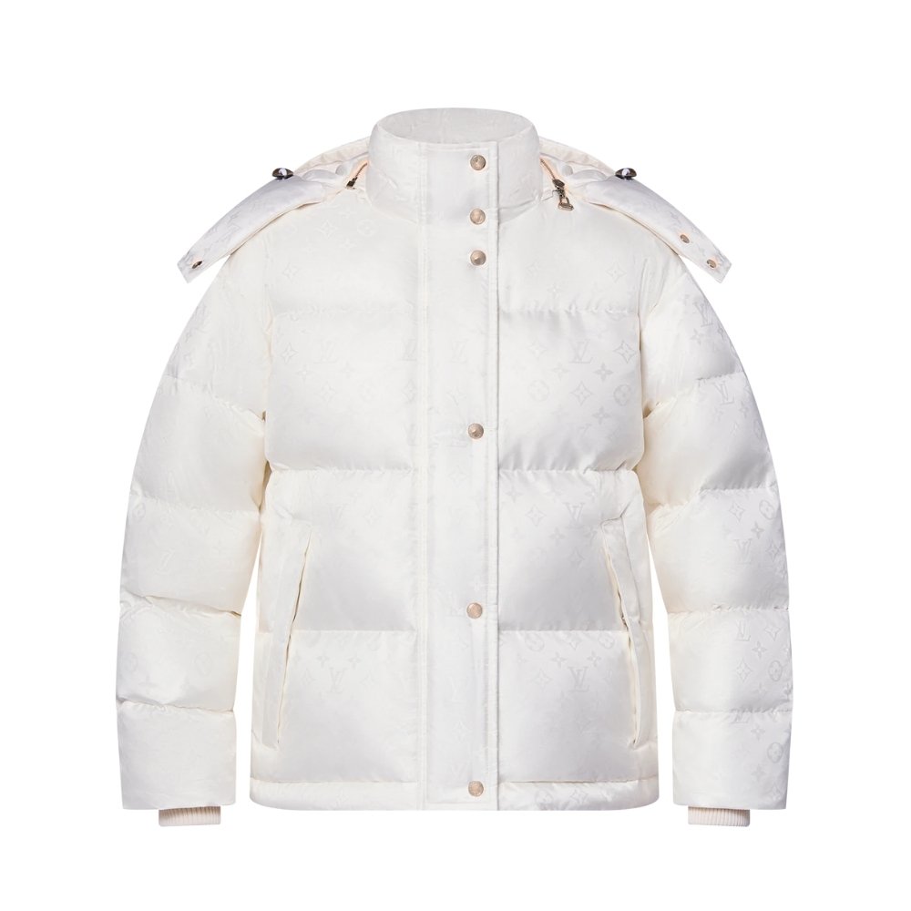 L0vis Vvtt0n Monogram Puffer Jacket White 1Agaws