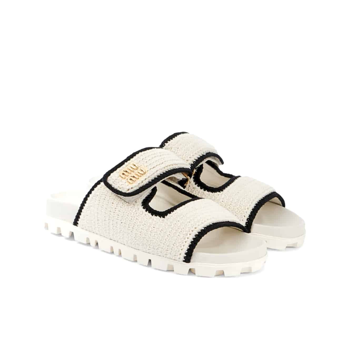 M1um1u Crochet Knit Slides White 5Xx641 2Cq2 F0A72 F 010