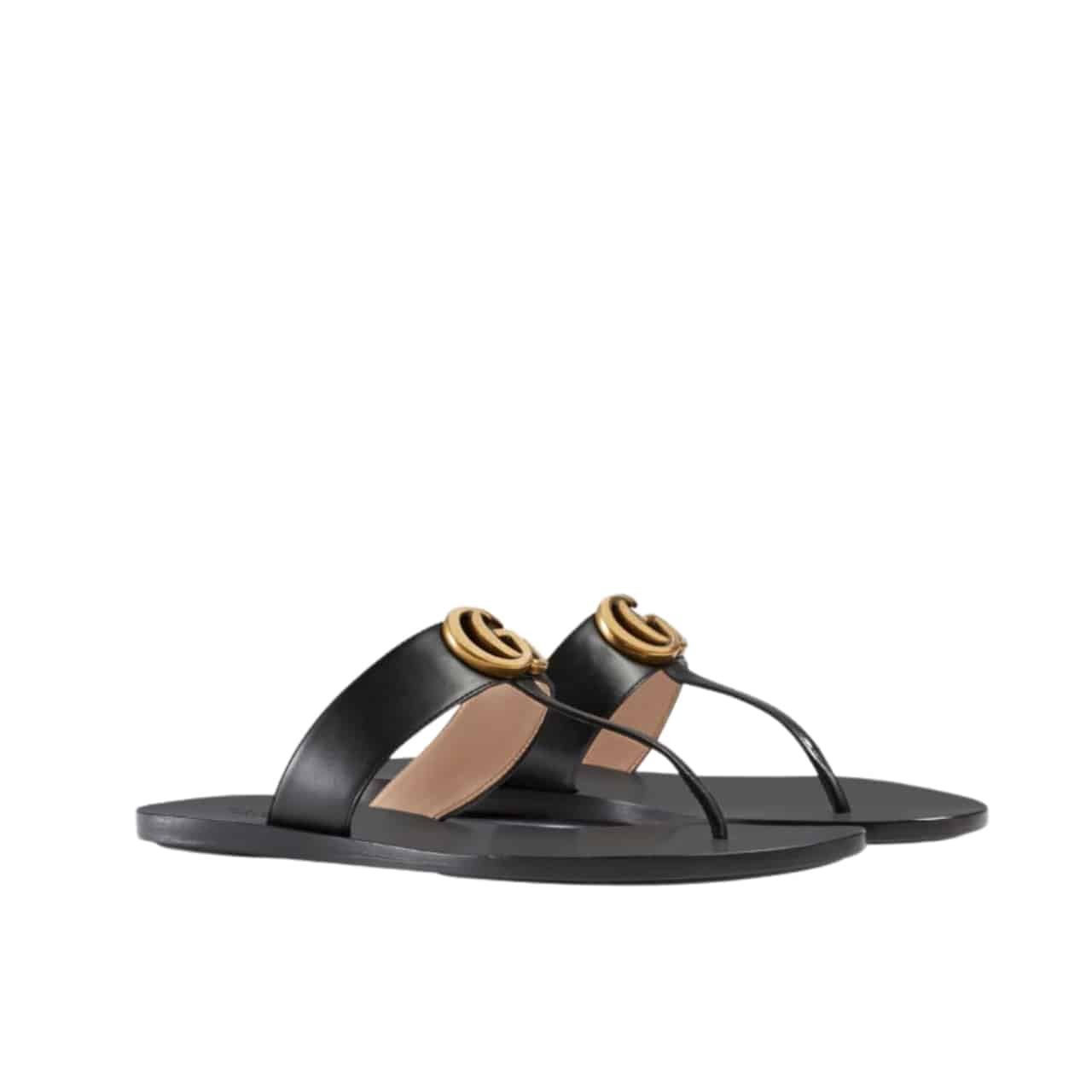 Gvc*1 Double G Thong Leather Black ‎497444 A3N00 1000