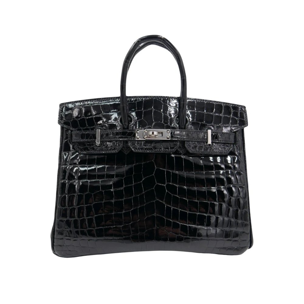 H**me5 Birkin 25 Crocodile With Silver Hardware Black 25Cm