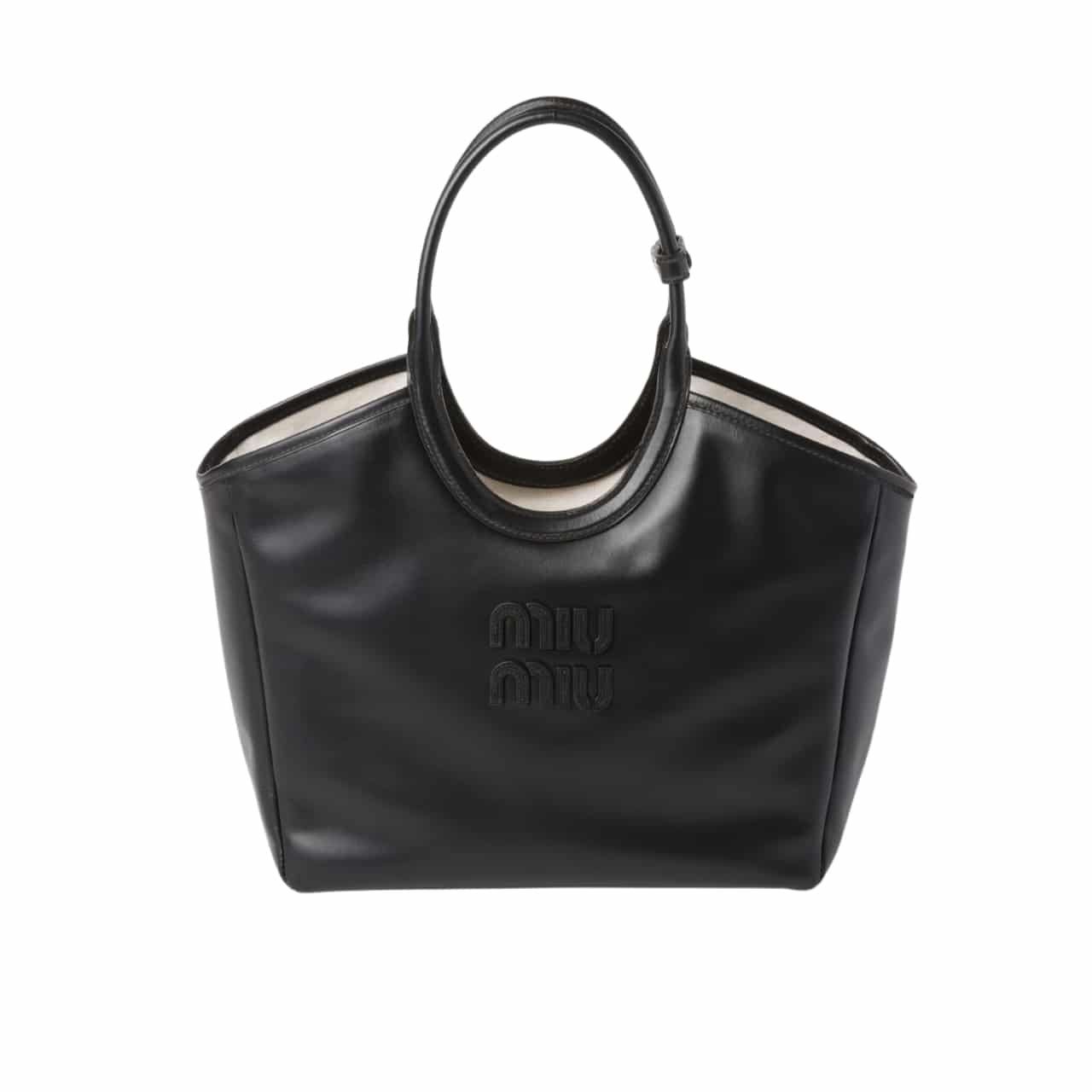 M1um1u Ivy Leather Tote Bag Black 23Cm 5Bg281 2Ddj F0002 V Ooo