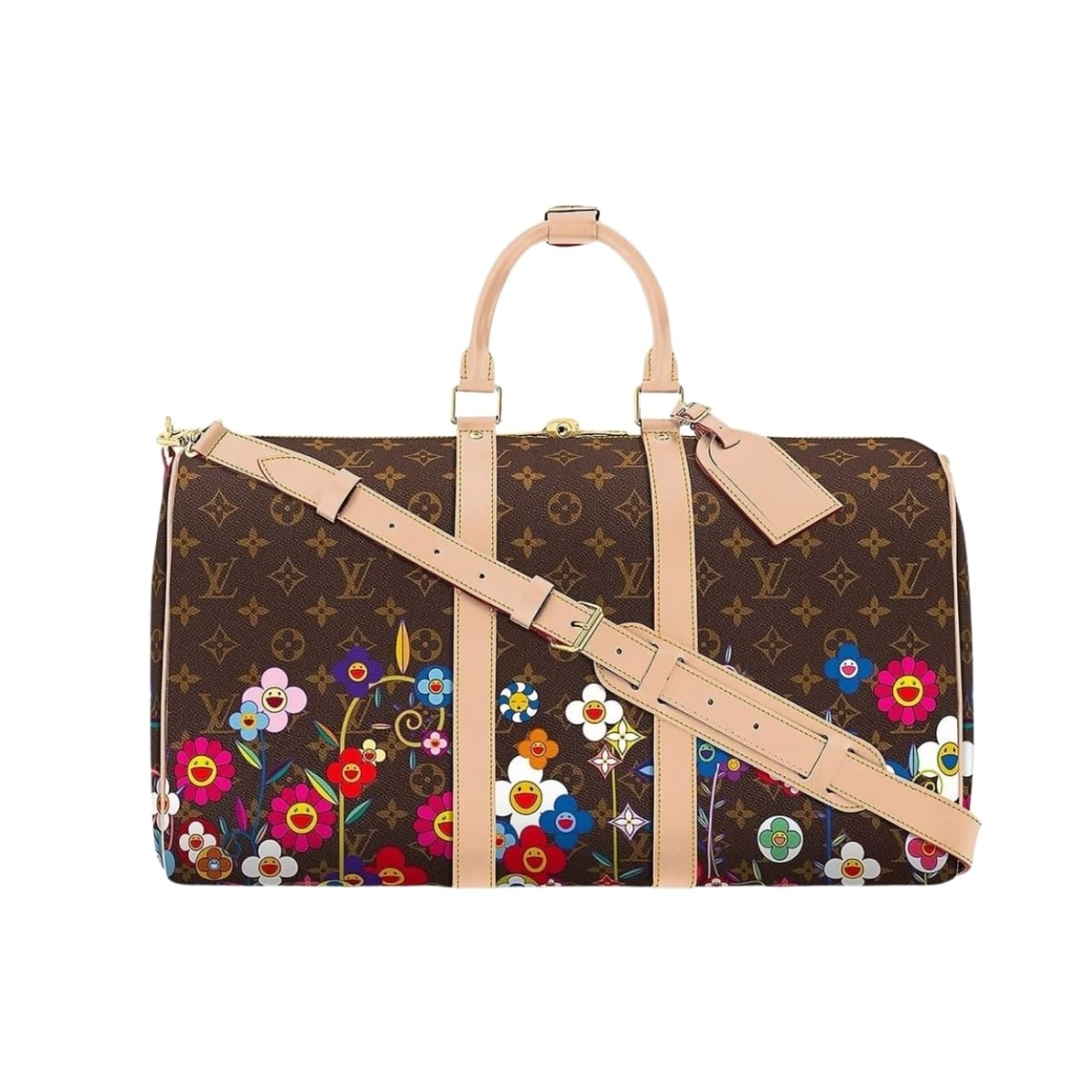 L0vis Vvtt0n X Takashi Murakami Keepall Bandouliere Brown 45Cm M14182