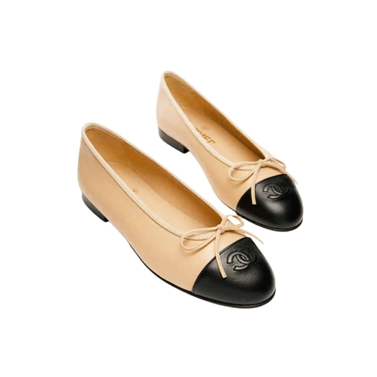 Ch**el Ballerina Beige And Black G02819 X01000 C0204