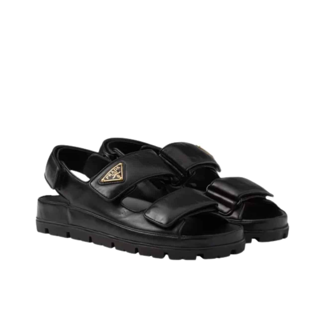 Pra*a Flat Nappa Leather Sandals Black 1X416N 038 F0002 F 020