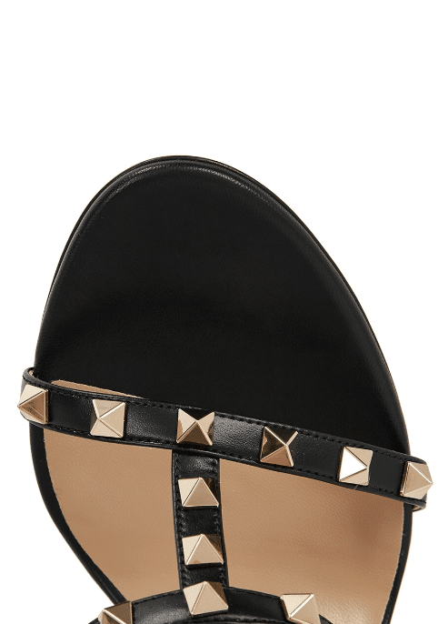 Va1e*ntin0 Garavani Rockstud Leather Sandals Black
