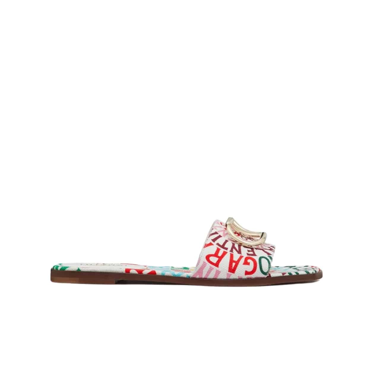Va1e*ntin0 Garavani Escape Slide Sandal In Canvas With Va1e*ntin0 Loop Print Ws0Bd5Ful Qd7