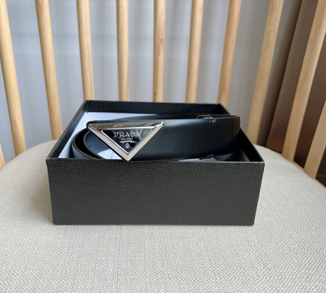 Pra*a Spazzolato Logo Black Belts 2Cm250 Zo6 F0002