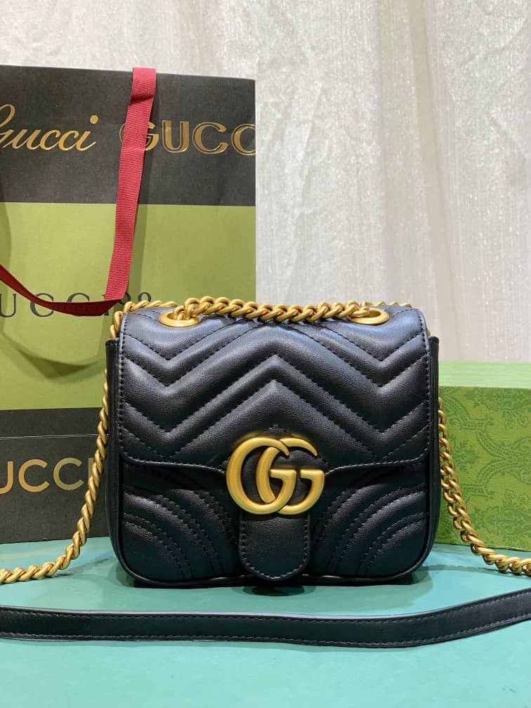 Gvc*1 Gg Marmont Mini Shoulder Bag Black 18Cm ‎739682 Aabzc 6832