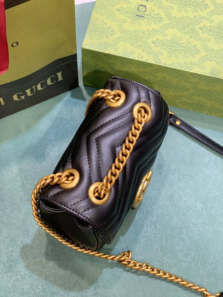 Gvc*1 Gg Marmont Mini Shoulder Bag Black 18Cm ‎739682 Aabzc 6832