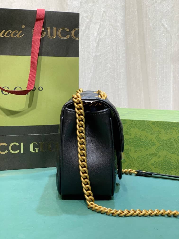 Gvc*1 Gg Marmont Mini Shoulder Bag Black 18Cm ‎739682 Aabzc 6832