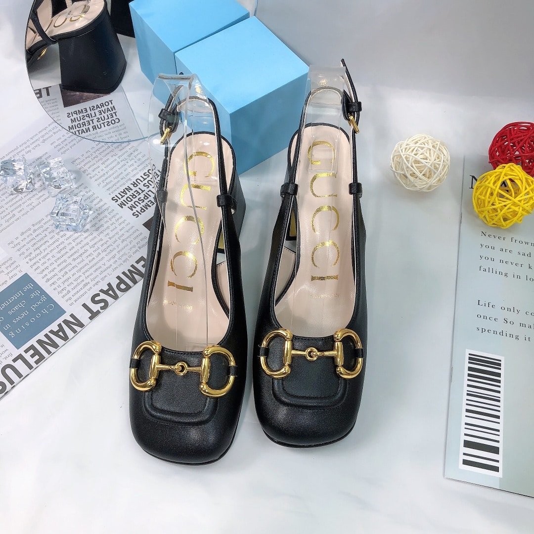 Gvc*1 Women’S Mid Heel Slingback With Horsebit Black