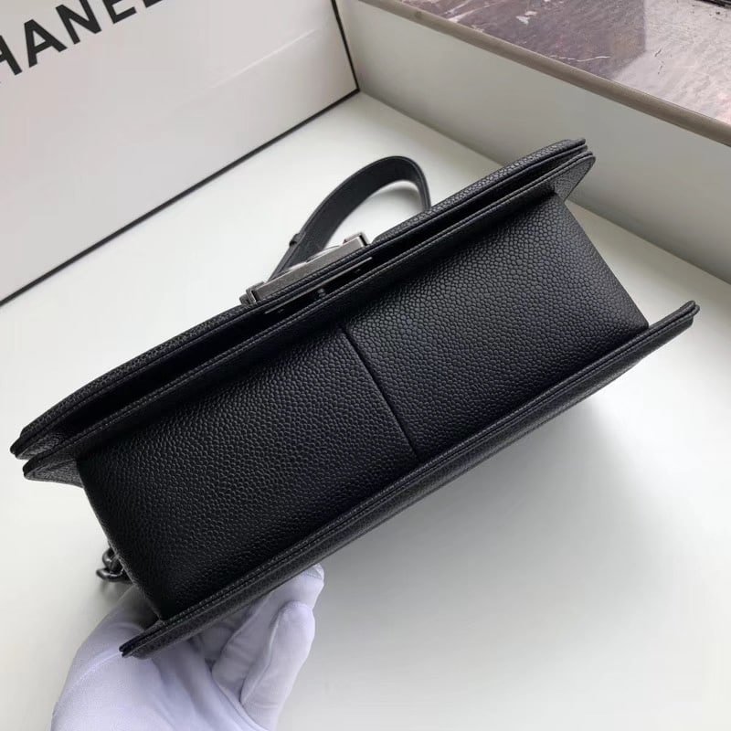 Ch**el Boy Medium Handbag Silver Hardware Black 25Cm A67086 Y09953 94305