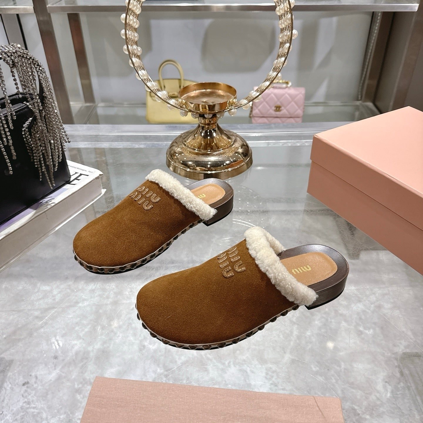 M1um1u Suede Clogs Cocoa Brown 5Z504E Z0G F0324 F Zf30