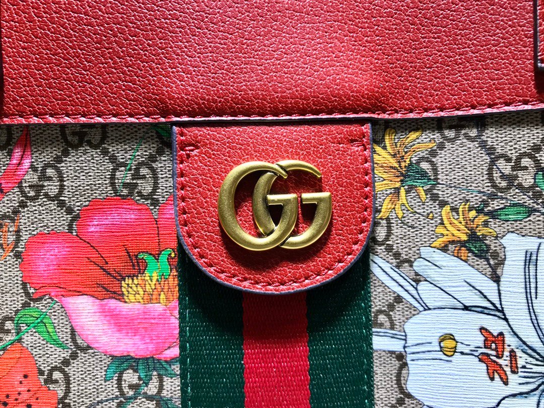 Gvc*1 Ophidia Gg Flora Medium Tote Red 44Cm