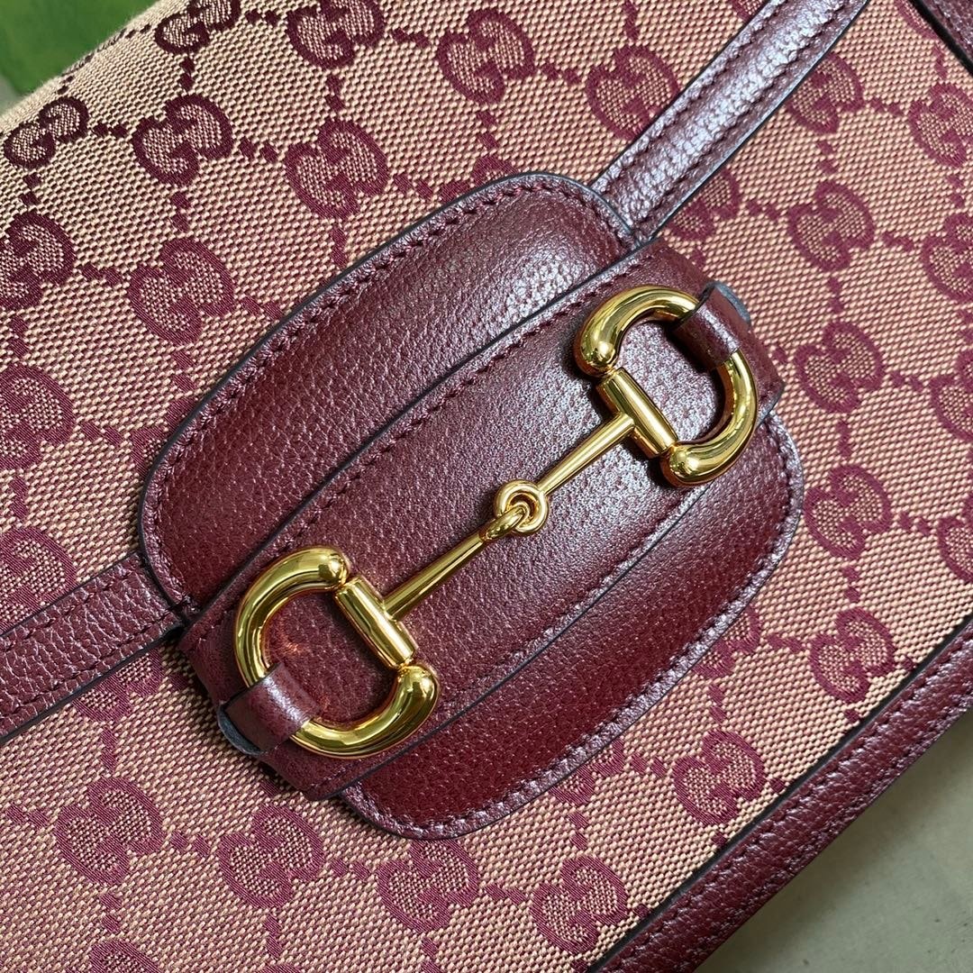 Gvc*1 Horsebit 1955 Original Gg Shoulder Bag Burgundy 25Cm 602204 9Y9Ng 9865