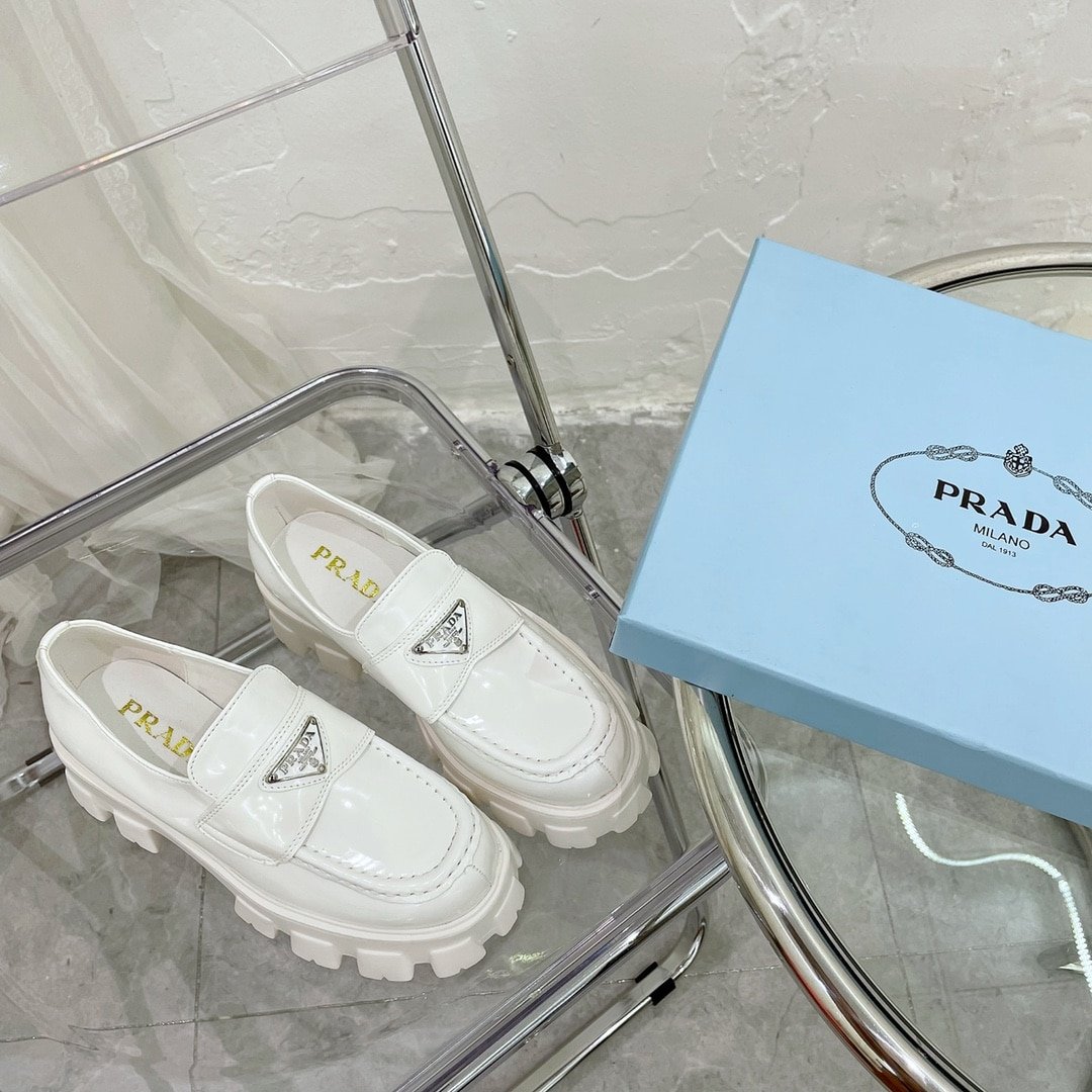 Pra*a Monolith Brushed Leather Loafers White 2De129 B4L F0009