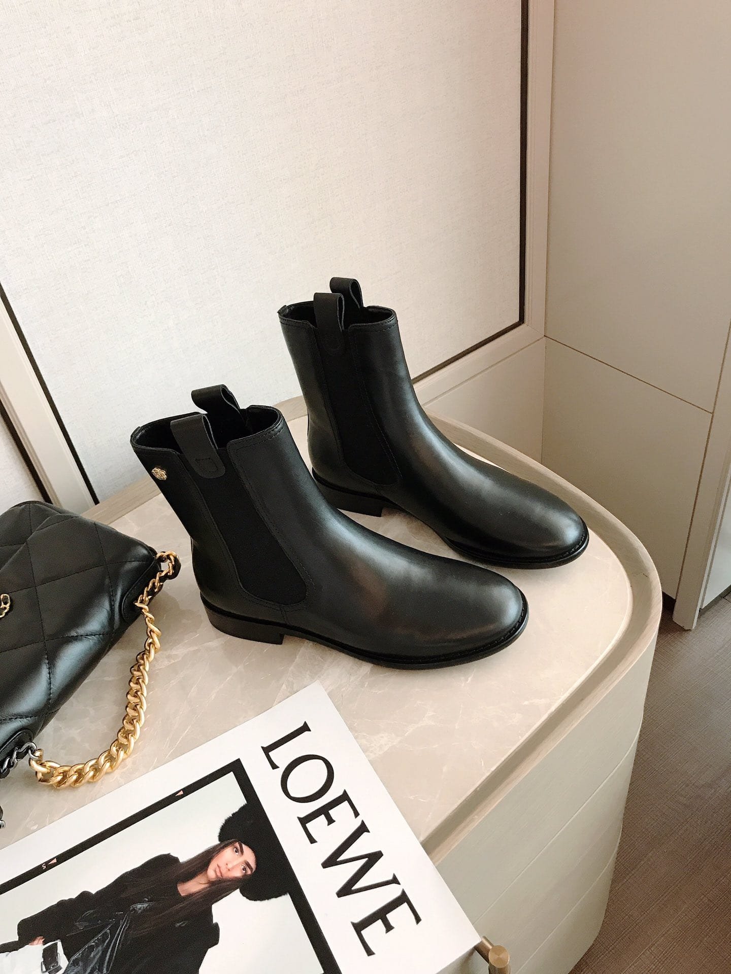 Ch**el Ankle Boots With Elastic Side Panels Black