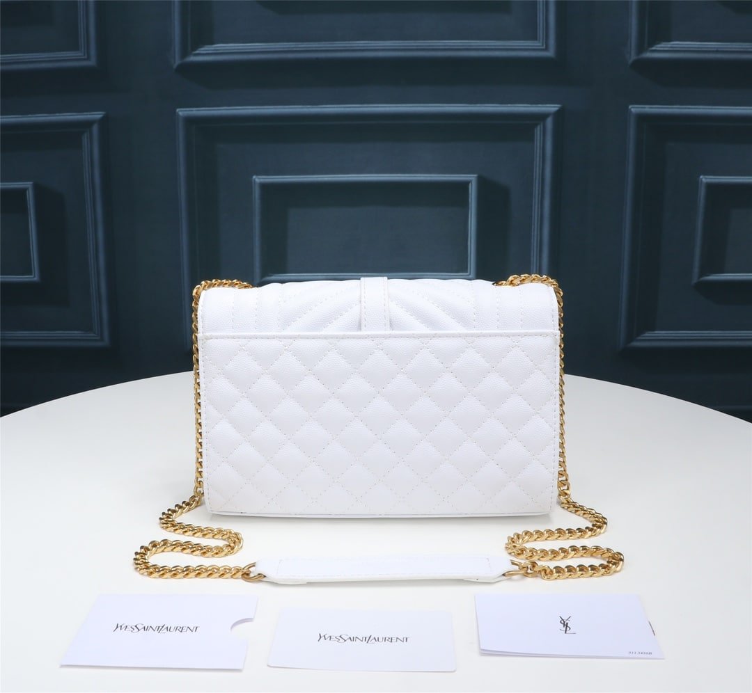 Sa1nt Lau*nt Envelope Small Bag In Mix Matelassé Grain De Poudre Embossed White 600195Bow919207