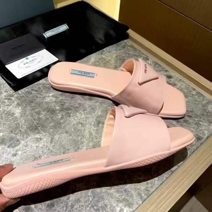 Pra*a Brushed Leather Slide In Pink