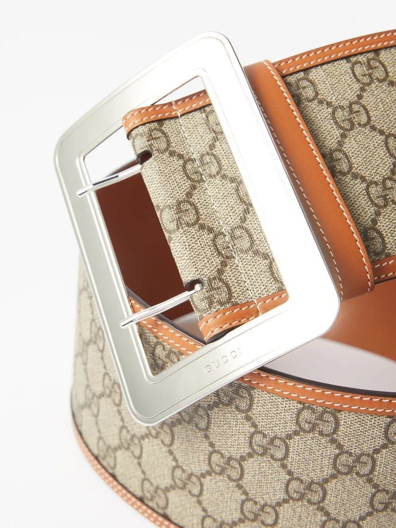 Gvc*1 Lunar New Year Gg Wide Belt Beige And Ebony ‎718505 Fabfb 9871