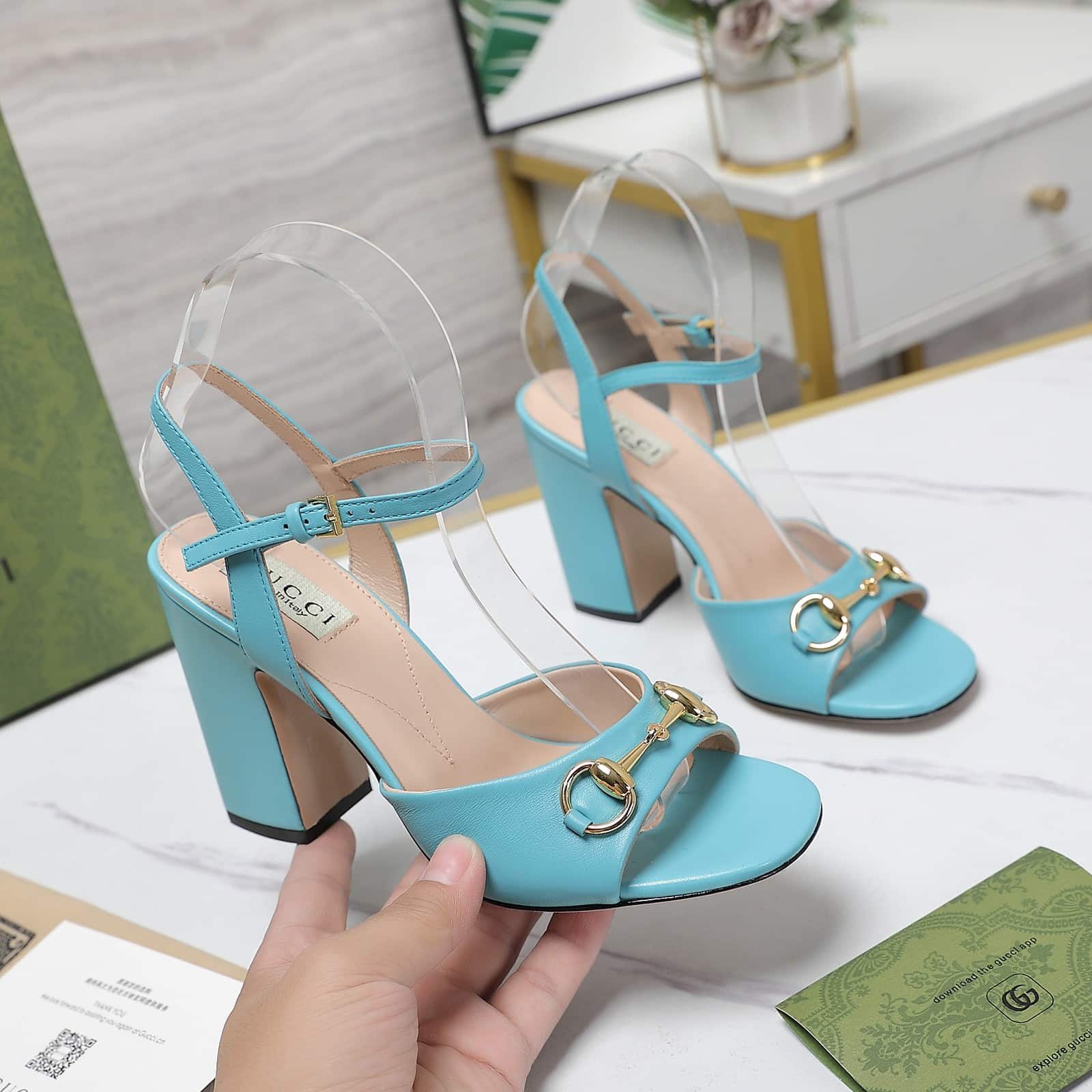 Gvc*1 Women’S Horsebit High Heel Sandal Blue ‎771600 C9D00 4728