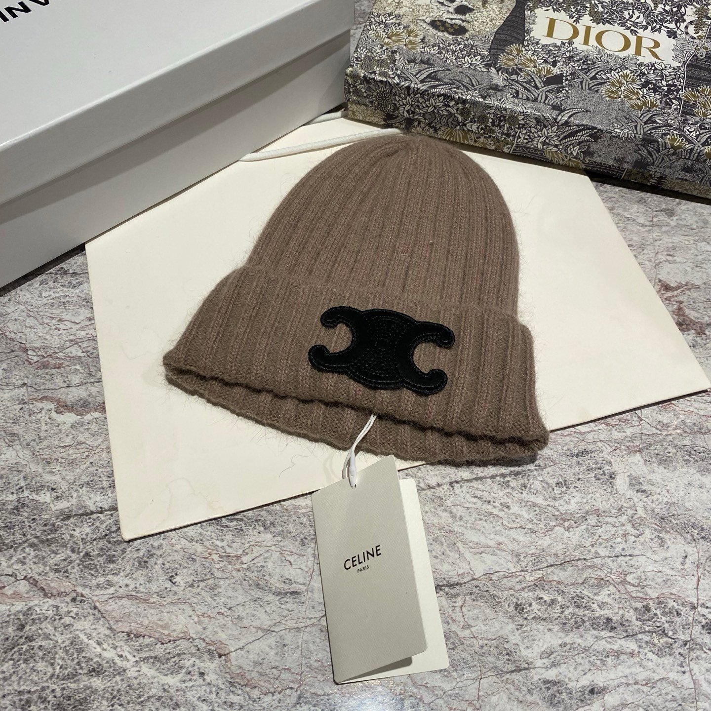 Ce1i*e Knit Beanie Brown