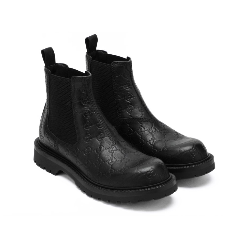 Gvc*1 Leather Ankle Boot With Web Detail Black 794168 Aadpf 1056