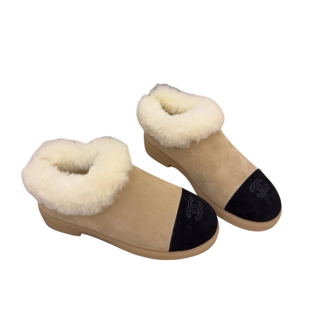 Ch**el Short Boots Shearling Beige And Black